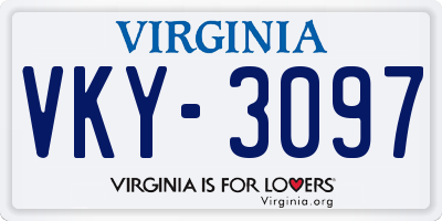 VA license plate VKY3097