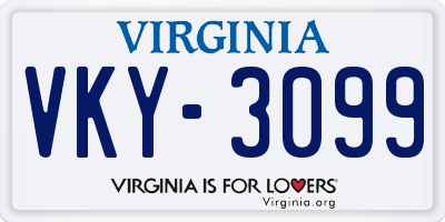 VA license plate VKY3099
