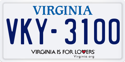 VA license plate VKY3100