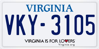 VA license plate VKY3105