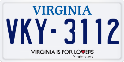 VA license plate VKY3112
