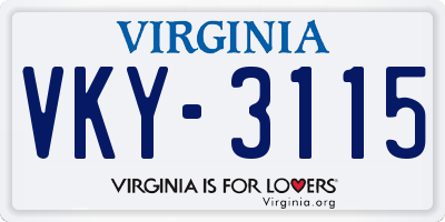 VA license plate VKY3115