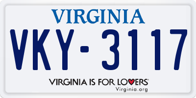 VA license plate VKY3117