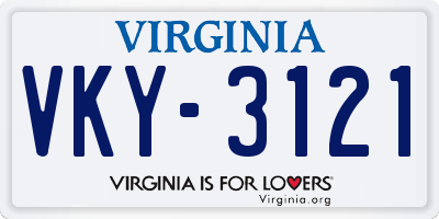 VA license plate VKY3121