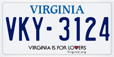 VA license plate VKY3124