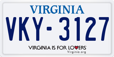 VA license plate VKY3127