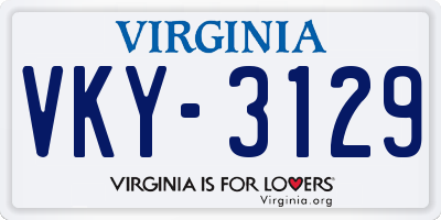 VA license plate VKY3129
