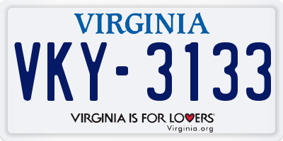 VA license plate VKY3133