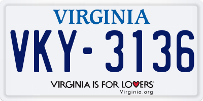 VA license plate VKY3136