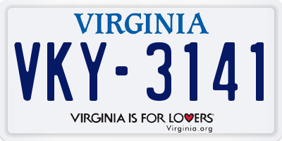 VA license plate VKY3141