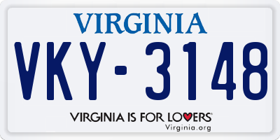 VA license plate VKY3148