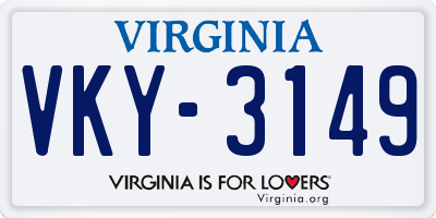 VA license plate VKY3149