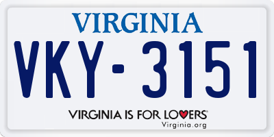 VA license plate VKY3151