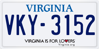 VA license plate VKY3152