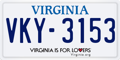 VA license plate VKY3153