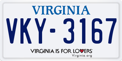 VA license plate VKY3167