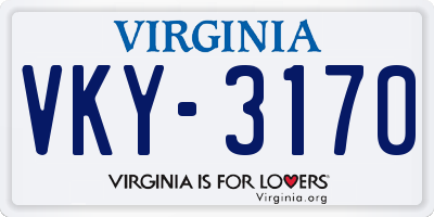 VA license plate VKY3170