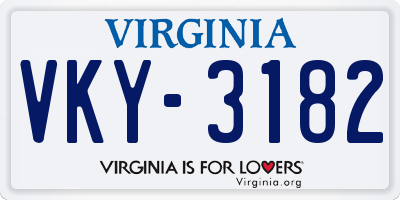 VA license plate VKY3182