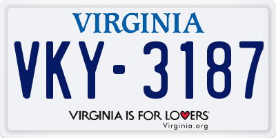 VA license plate VKY3187