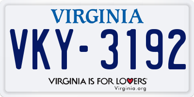 VA license plate VKY3192