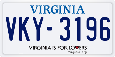 VA license plate VKY3196