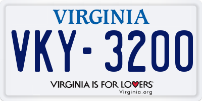 VA license plate VKY3200