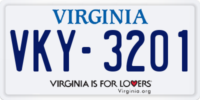VA license plate VKY3201