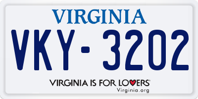 VA license plate VKY3202