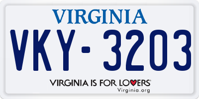 VA license plate VKY3203