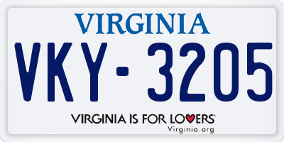 VA license plate VKY3205