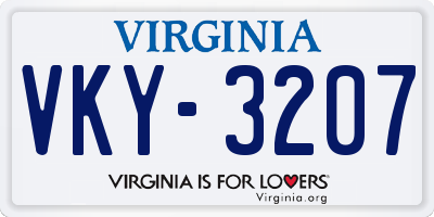 VA license plate VKY3207