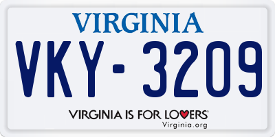 VA license plate VKY3209