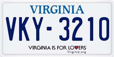 VA license plate VKY3210