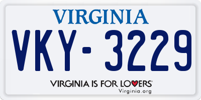 VA license plate VKY3229