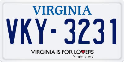 VA license plate VKY3231