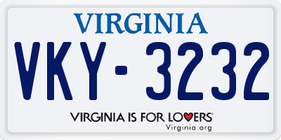 VA license plate VKY3232