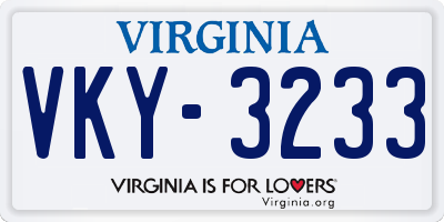 VA license plate VKY3233