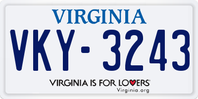 VA license plate VKY3243