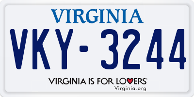VA license plate VKY3244