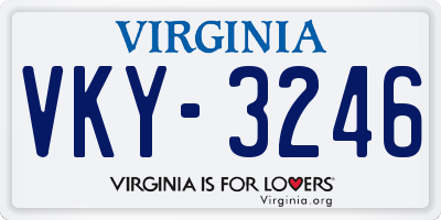 VA license plate VKY3246