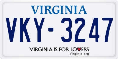 VA license plate VKY3247