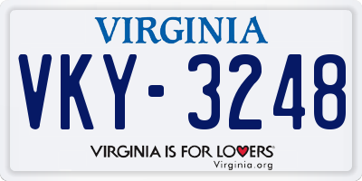 VA license plate VKY3248