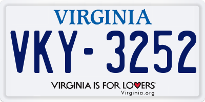 VA license plate VKY3252