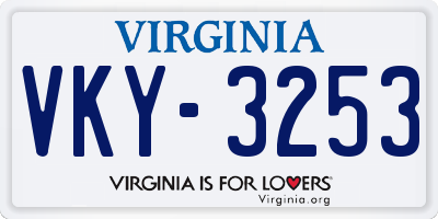 VA license plate VKY3253