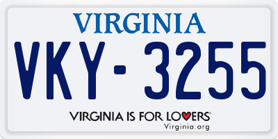VA license plate VKY3255