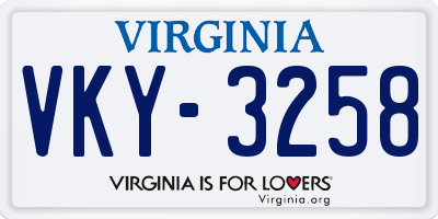 VA license plate VKY3258