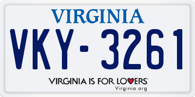 VA license plate VKY3261