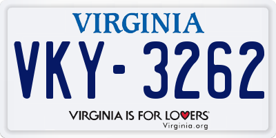 VA license plate VKY3262