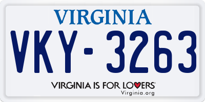 VA license plate VKY3263