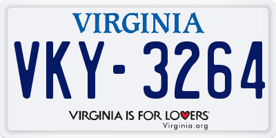 VA license plate VKY3264